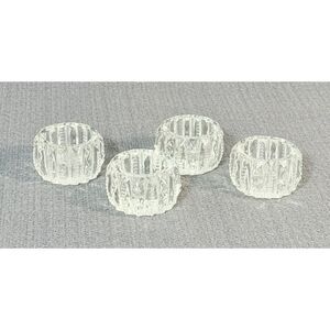 Antique Open Salt Cellar Cut Glass Set of 4 Clear Dining Formal Prism Dip